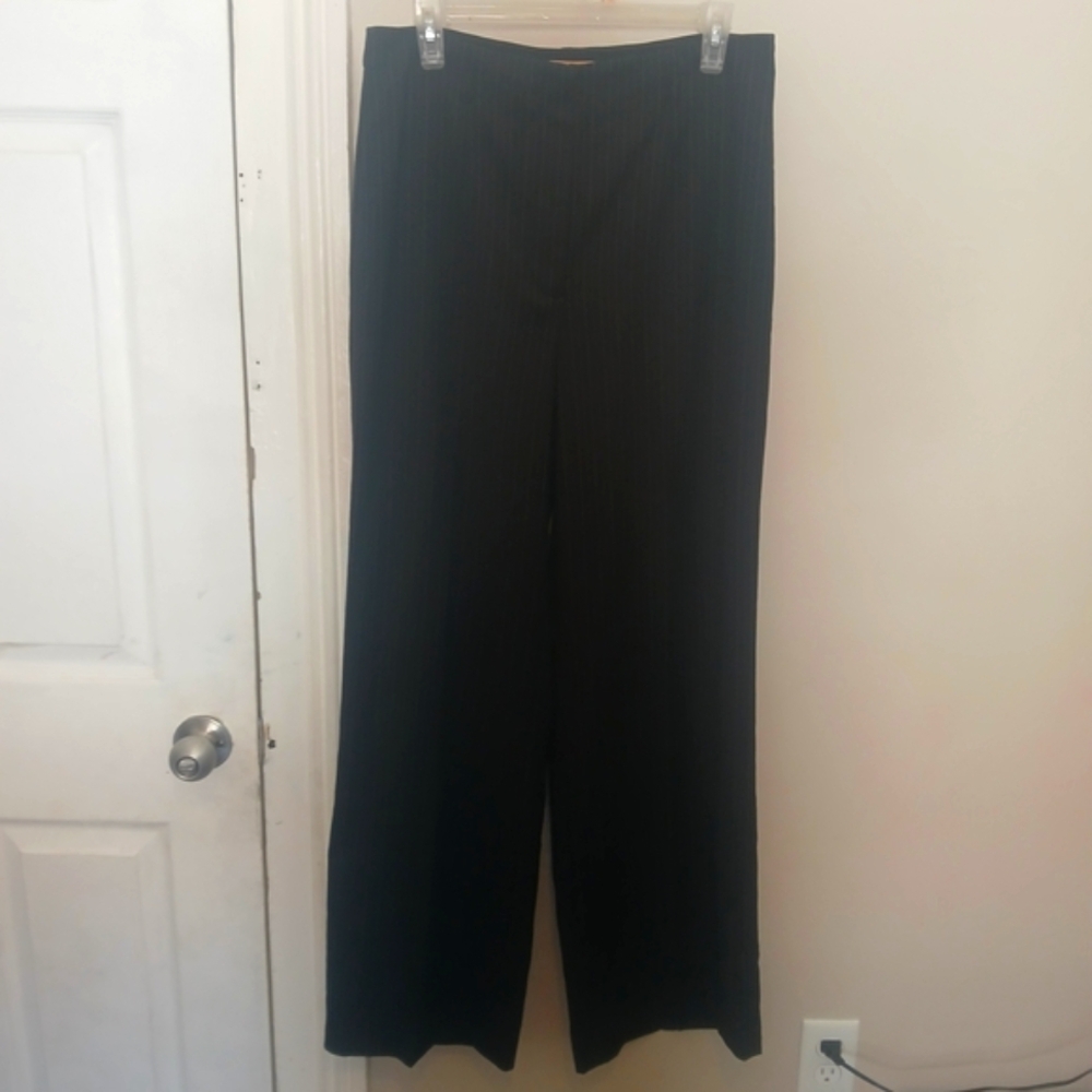 Ellen Tracy Black Pinstripe Wide Leg Dress Pants